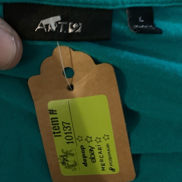 Apt. 9 Teal Short Sleeve Drape Neck Top - Picture 6 of 6